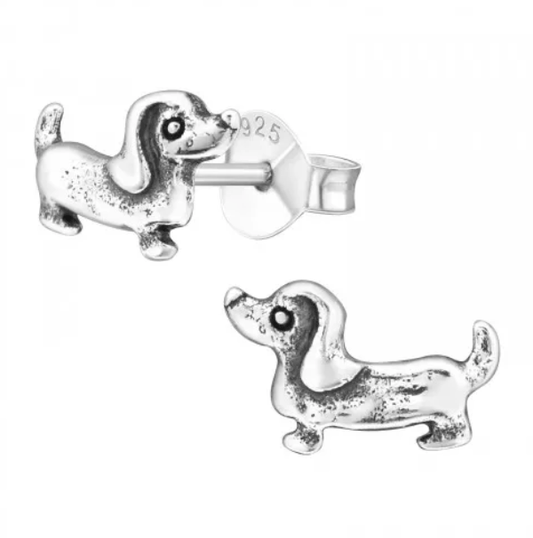 Silver Dog Ear Studs
