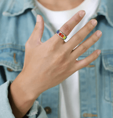 Steel Rainbow Spinner Ring