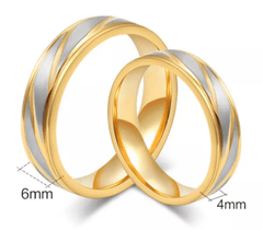 Steel Gold Wedding & Engagement Ring for Couple