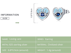Silver Heart Devil Eye Earrings