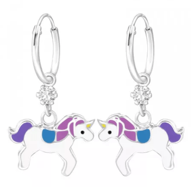Kids Silver Ear Hanging Hoop from Crystals Swarovski