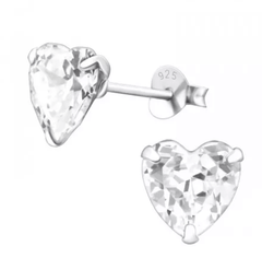 Silver Black Heart Stud Earrings
