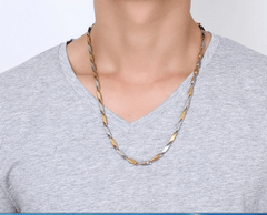 Stainless Steel Mens Gold and Silver Chain Necklace