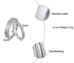 Steel Sand Finish Wedding Engagement Ring for Couple
