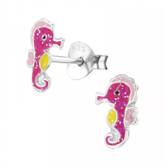 Kids Silver Seahorse Stud Earrings