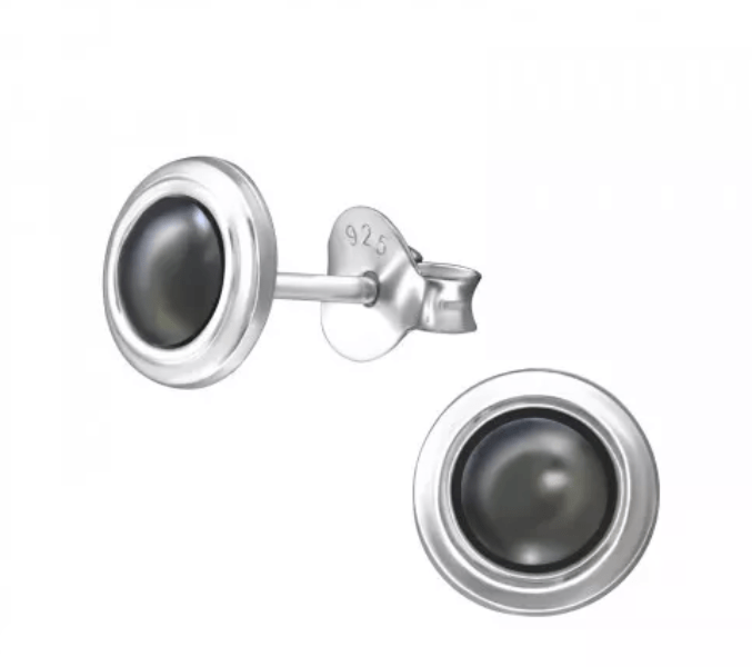 Sterling Silver Round La Crystal Ear Studs