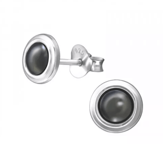 Sterling Silver Round La Crystal Ear Studs