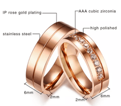 Steel Rose Gold Wedding Engagement Ring for Couple