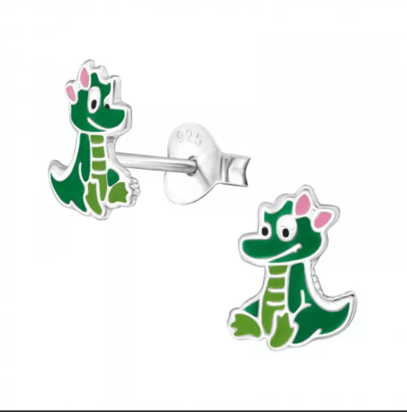 Kids Silver Crocodile Stud Earrings