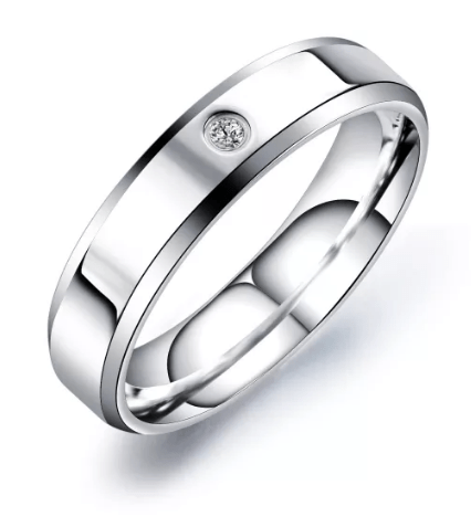 Steel Wedding Engagement Ring for Couple