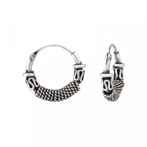 Silver 12mm Bali Hoops