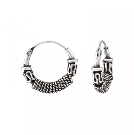 Silver 12mm Bali Hoops