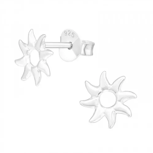 Kids Silver Sun Earrings