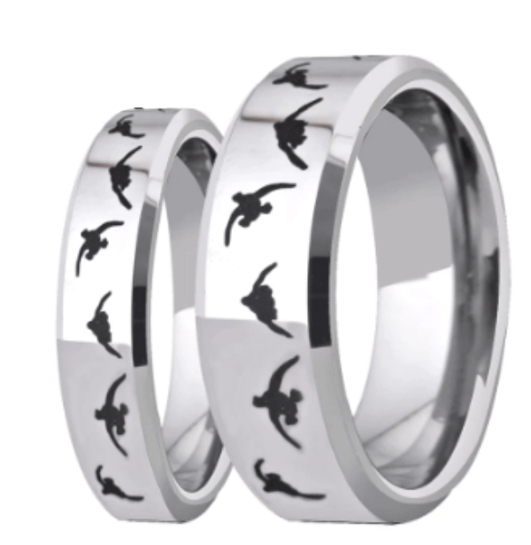 Silver Animal Engraved Ring for Couple