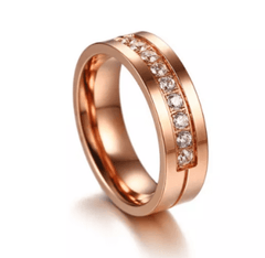 Steel Rose Gold Wedding Engagement Ring for Couple