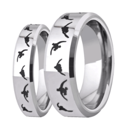 Silver Animal Engraved Ring for Couple
