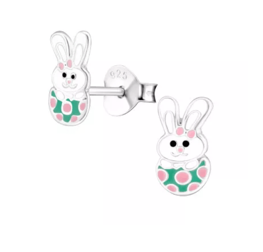 Kids Silver Rabbit Stud Earrings