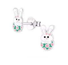 Kids Silver Rabbit Stud Earrings