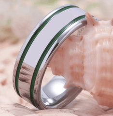 Green Silver Tungsten Wedding Ring for Men