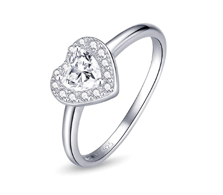 Silver Heart Engagement & Wedding Ring for Women