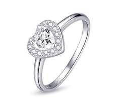 Silver Heart Engagement & Wedding Ring for Women