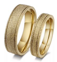 Steel Gold Sand finish Wedding Engagement Ring for Couple