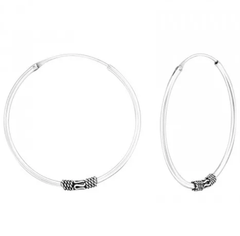 Silver 30mm Bali Hoops