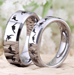 Silver Animal Engraved Ring for Couple