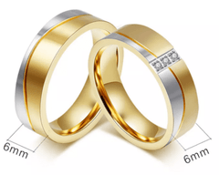 Steel Gold Wedding Engagement Ring for Couple