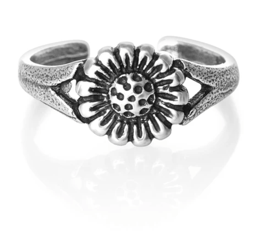 Silver Flower Toe Ring