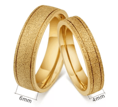 Steel Gold Sand finish Wedding Engagement Ring for Couple