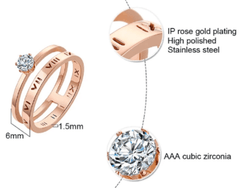 Roman Numeral Rose Gold Wedding Ring for Women