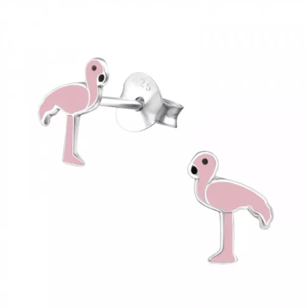Kids Silver Egret Stud Earrings