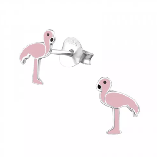 Kids Silver Egret Stud Earrings
