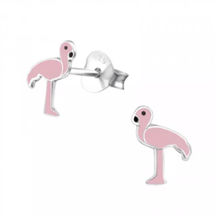 Kids Silver Egret Stud Earrings