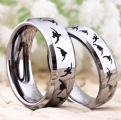 Silver Animal Engraved Ring for Couple