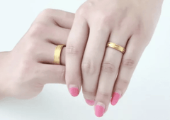 Steel Gold Sand finish Wedding Engagement Ring for Couple