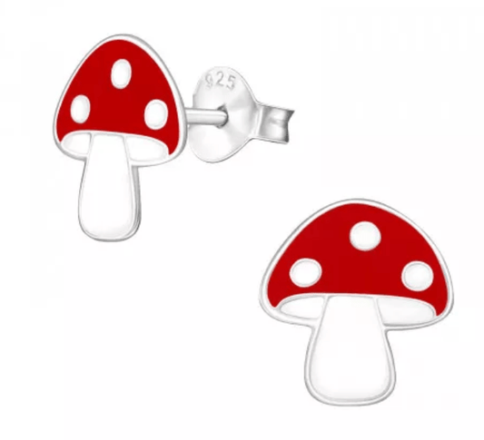 Kids Silver Mushroom Stud Earrings