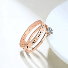 Roman Numeral Rose Gold Wedding Ring for Women