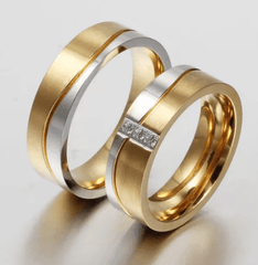 Steel Gold Wedding Engagement Ring for Couple