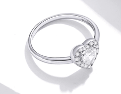 Silver Heart Engagement & Wedding Ring for Women