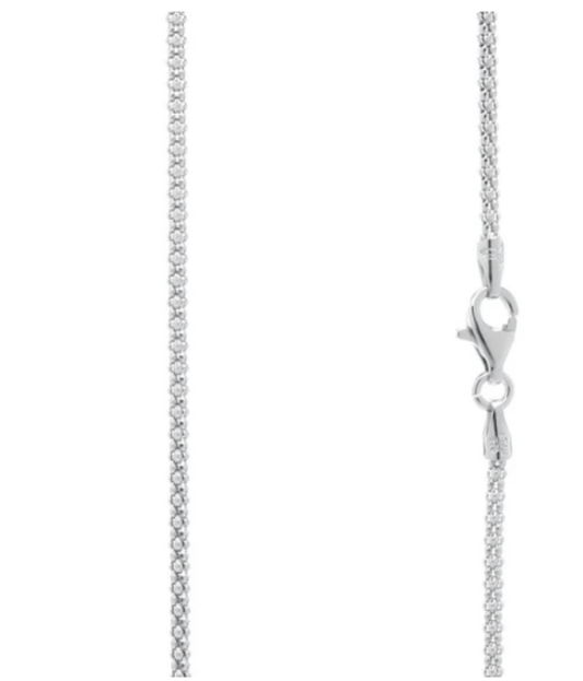 Rhodium Plated Popcorn Silver Chain