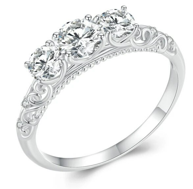 Silver Moissanite Engagement Ring for Women