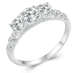 Silver Moissanite Engagement Ring for Women