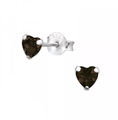 Silver Genuine Birthstone Heart Earrings