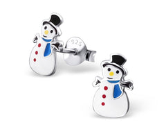 Kids Sterling Silver Snowman Earrings
