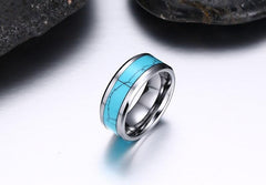 Tungsten Carbide Kallaite Inlayed Rings