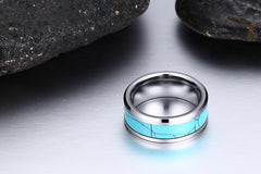 Tungsten Carbide Kallaite Inlayed Rings
