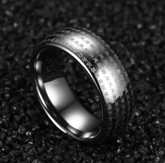 Silver Tungsten Buddhism's Scriptures Rings