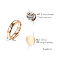 Rose Gold CZ Tungsten Wedding Ring for Women - OK
